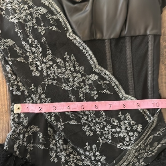 Bebe Black Corset Feather Mini Dress Size S - Picture 4 of 9